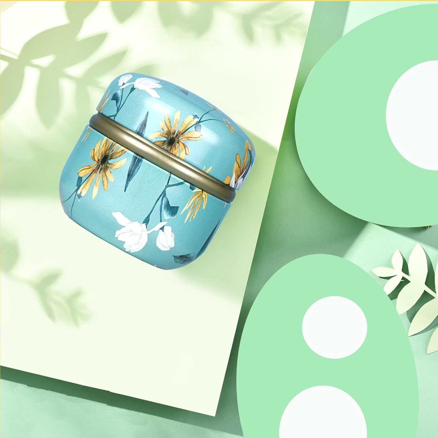 Body Powder Puff and Container for Dusting Powder, Women Powder Puff and Powder Case for Bath and Travel (Chrysanthemum) image number 1