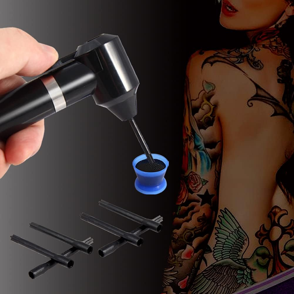 Ink Mixer Tattoo Pigment Mixer Machine with 100Pcs Mixing Sticks Eyebrow Color Makeup Tattoo Ink Pigment Black Electric Agitator Machine for Microblading Tattooing Supplies Tattoo Supply Tool image number 6