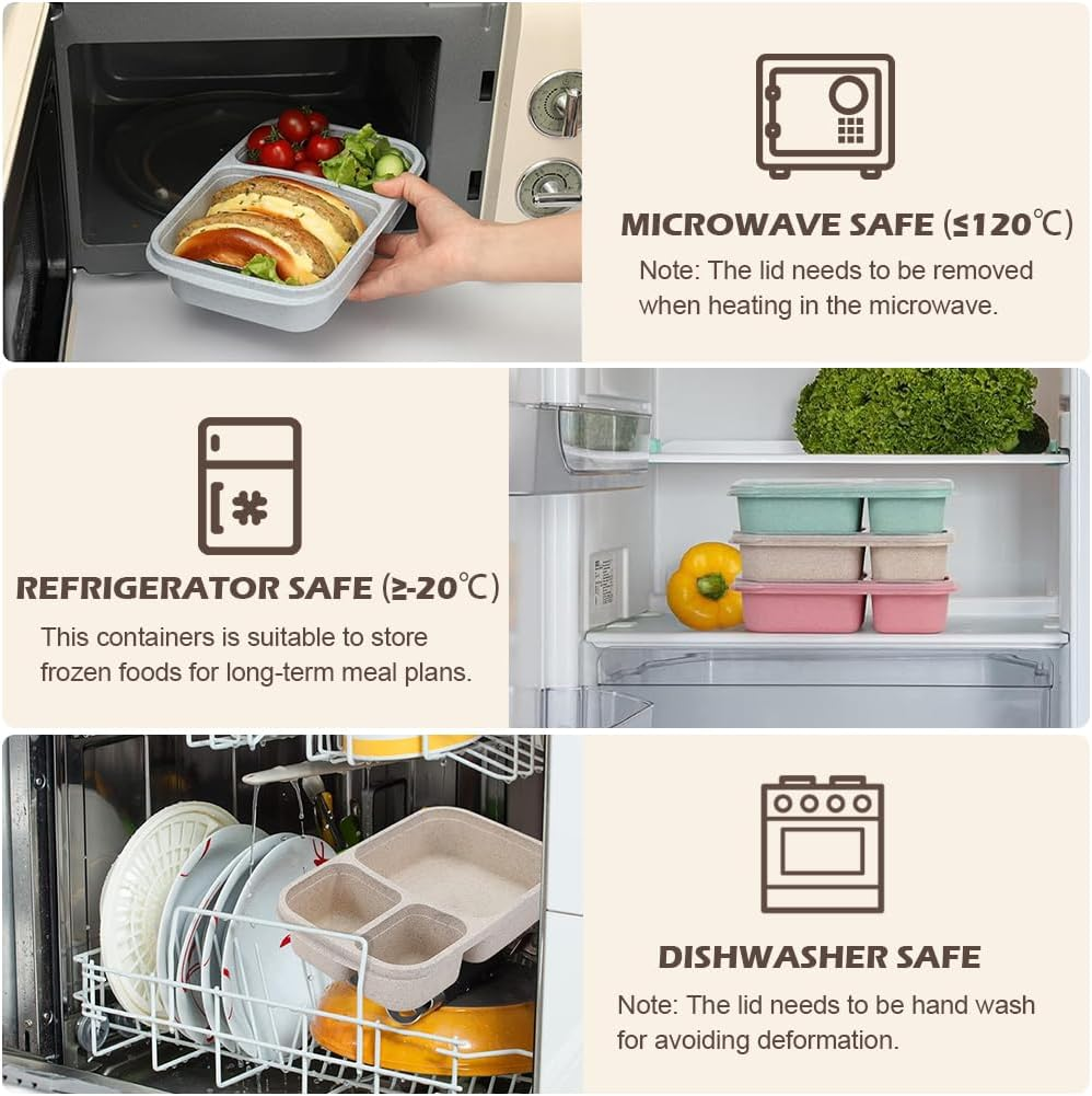 Bento Lunch Box - 4 Pack, Reusable Food Storage Snack Containers with Transparent Lids for School, Work and Travel image number 6