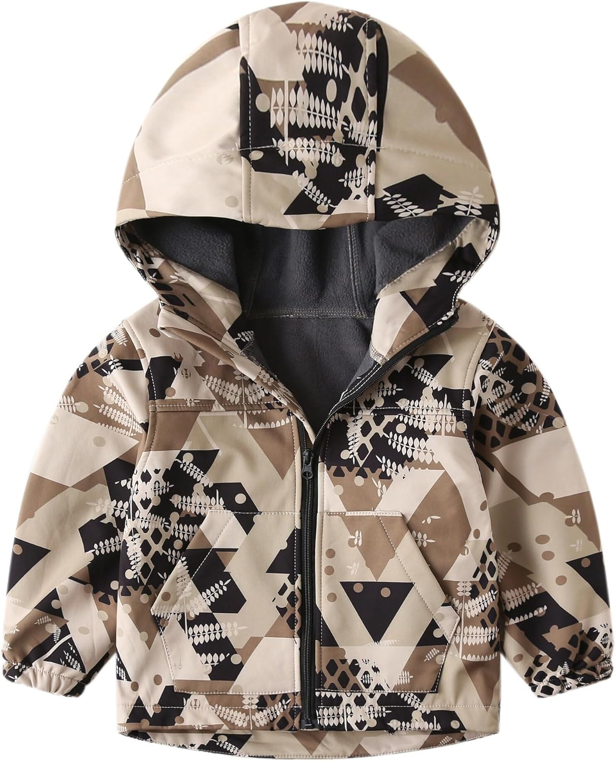 FEOYA - Toddler Kid Boys Girls Windproof Hooded Jacket with Pants Fleece Lined Waterproof Jacket Coat Trousers Child Winter Outfit Rain Suit Cute Printed Outwear 1-6 Years