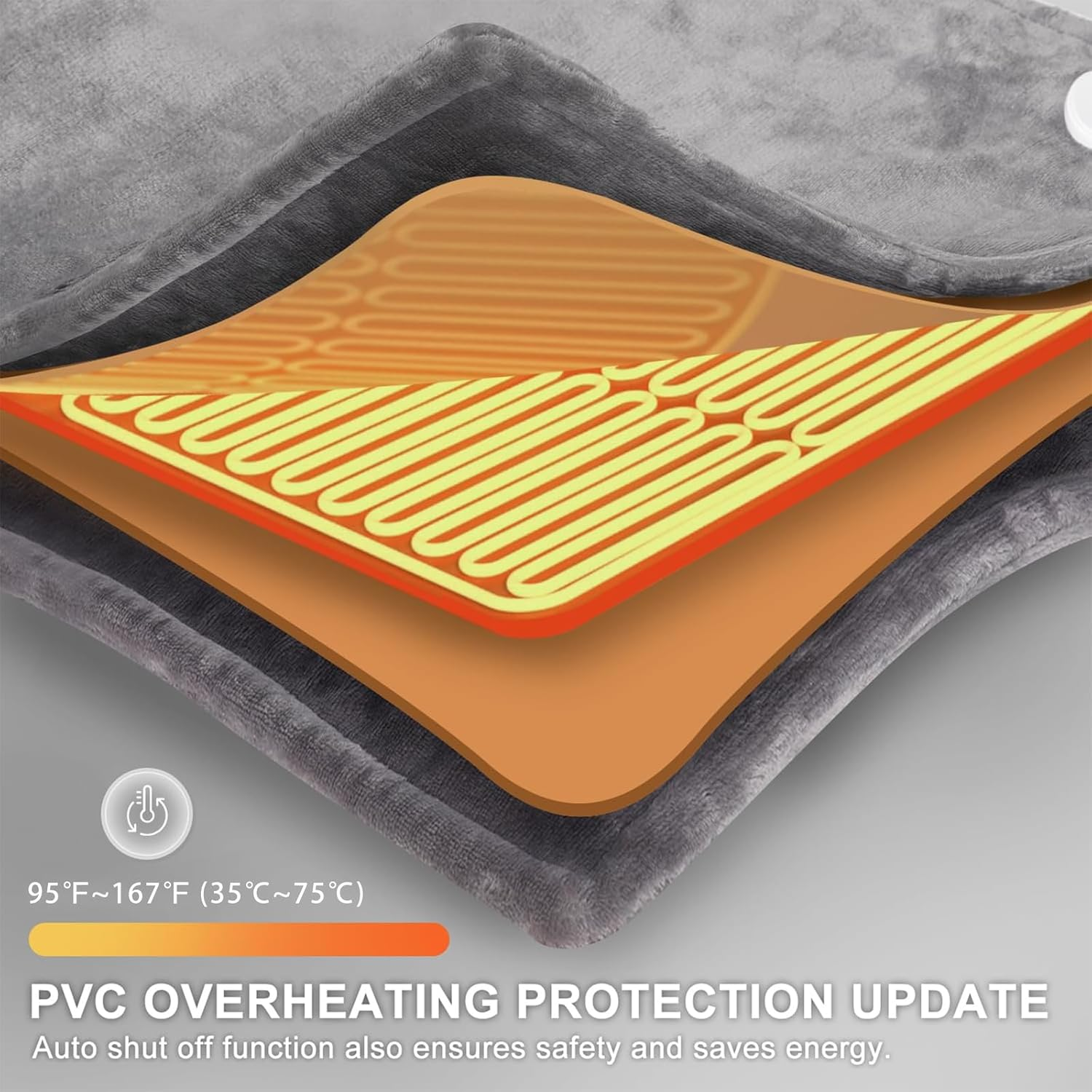 Electric Heating Pad for Back Pain Relief，100"X 60" Large Heating Pad for Neck and Shoulders，Fathers Day Gift，9 Heat Settings Auto Shut off Gifts，Birthday Gifts for Women Men Mum Dad，Machine Washable image number 4