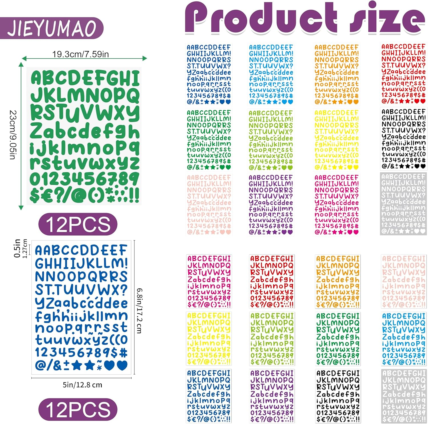 JIEYUMAO 24 Sheets Alphabet Number Stickers, 0.5/1 Inch Self Adhesive Vinyl Letter Stickers, Colorful Alphabet Sticker Capital Letter Sticker for Scrapbooking DIY Crafts Art Making image number 6