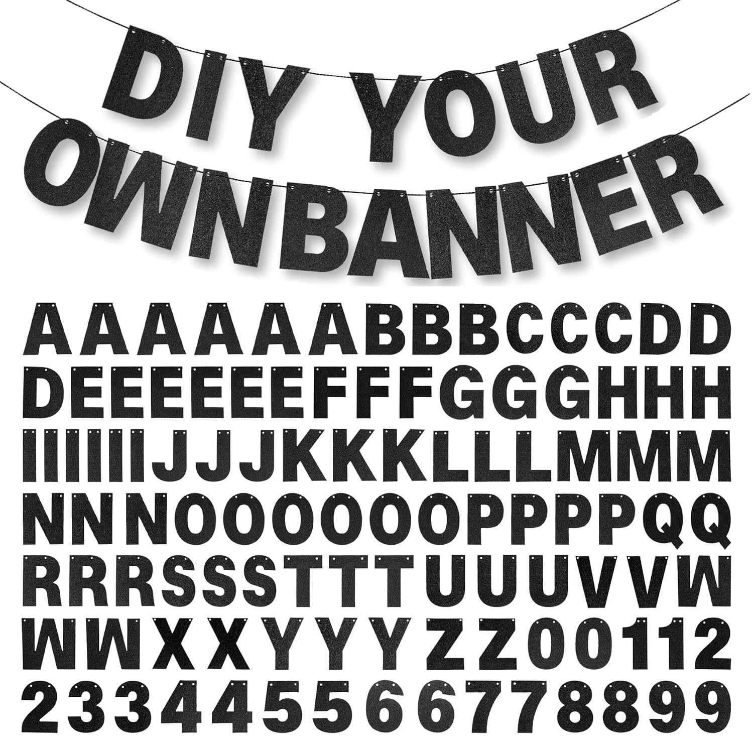 DIY Banner Kit with Letters Glitter Banner Letters Gold Customizable Birthday Banners Graduation Banner Custom Party Hanging Banner for Graduation Wedding Party Baby Shower Decoration (Gold)