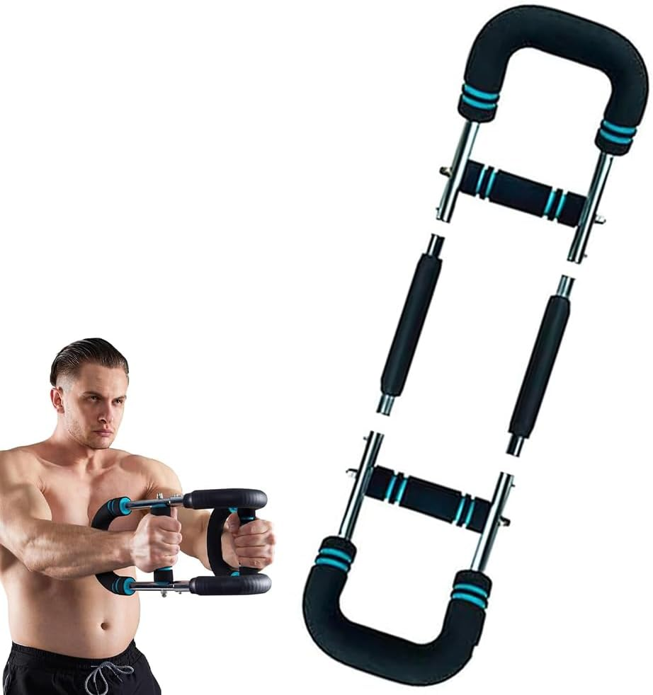 Twister Arm Trainer &ndash; Adjustable Spring Workout Bar for Chest, Arms, and Forearms &ndash; Upper Body Strength Training Equipment for Men & Women, Portable Home Gym Muscle Exerciser with Anti-Slip Handles