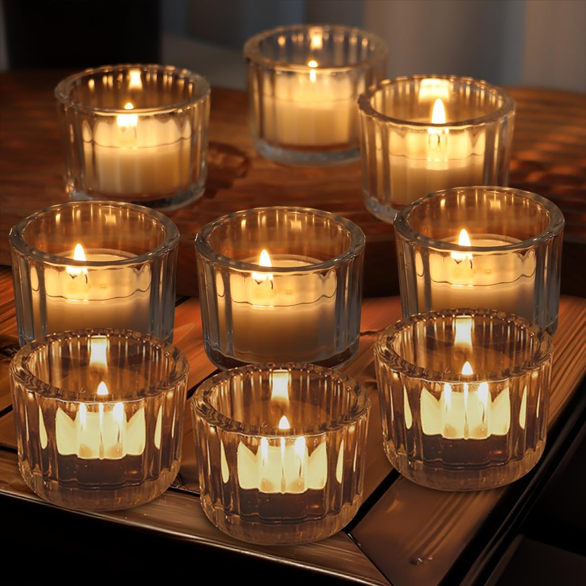 12 PCS Clear Tealight Candle Holders, Glass Candle Holder, Votive Candle Holders Small, Tea Light Candle Holder Glass for Table Centerpiece Wedding Baby Shower Home Dinner Party Decorations image number 2