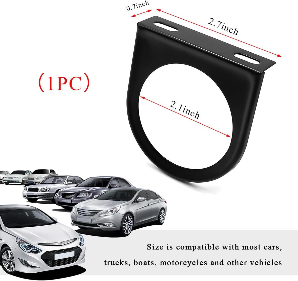 Povtii Single Gauge Mounting Panel, 2.1 Inch Gauge Mounting Panel Bracket Pod with Single Hole, Metal Gauge Pillar Bracket Holder for Most Vehicles' Dashboard, Car Accessories image number 6