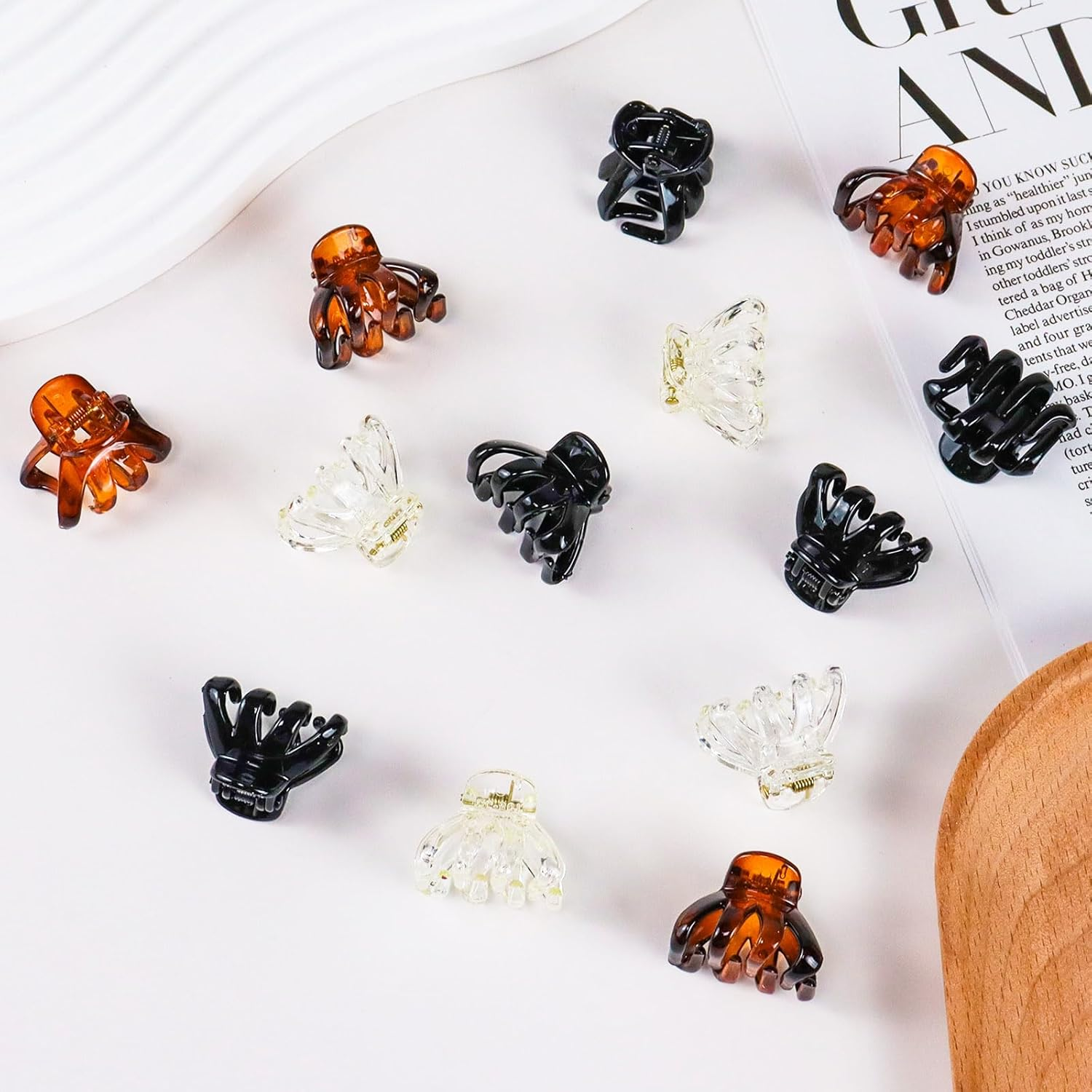 PROPOG 15 Pcs Small Claw Clips, Octopus Claw Hair Clips for Fine Short Hair Mini Hair Grips 3Cm Non Slip Claw Grips for Women Girls Hairstyling Accessories image number 6