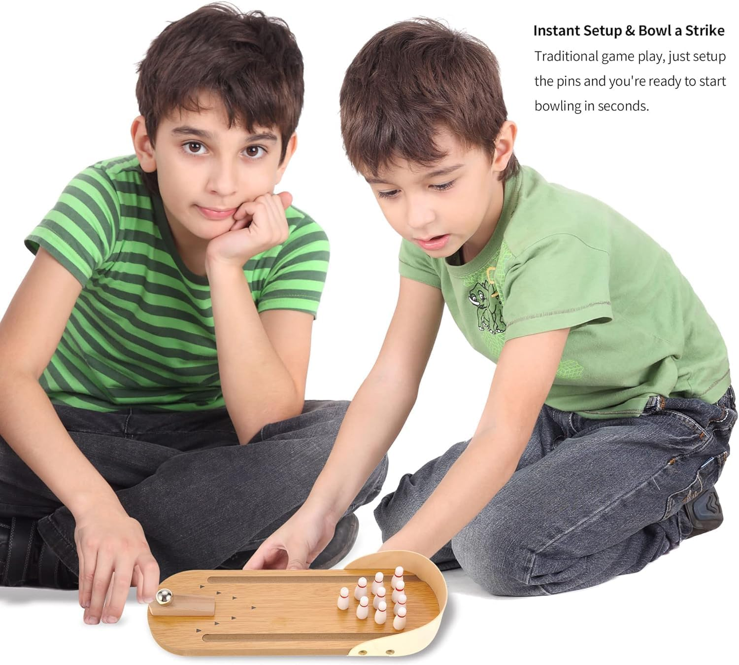 Tabletop Mini Bowling Game Set, Tabletop Wooden Board Mini Arcade Desktop Tiny Bowling Shooting Alley Office Desk Stress Relief Gadgets Small Finger Toys Fun Gag Gifts for Menwomen Kids Teens Boys image number 3