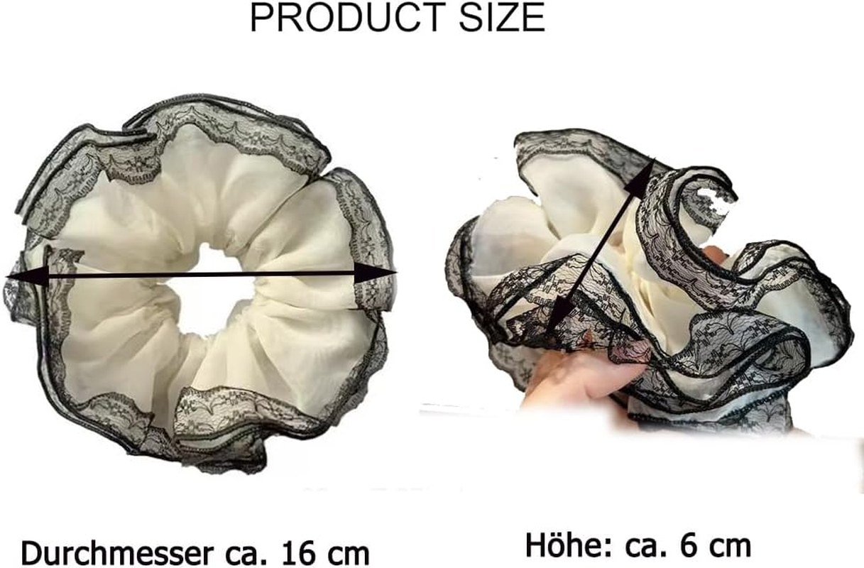 Chiffon Scrunchies Hair Scrunchies with Large Flower Women'S Elastic Bands Soft Elastic Ponytail Holder for Women Girls Hair Accessories (1 Piece (Pack of 2) image number 3