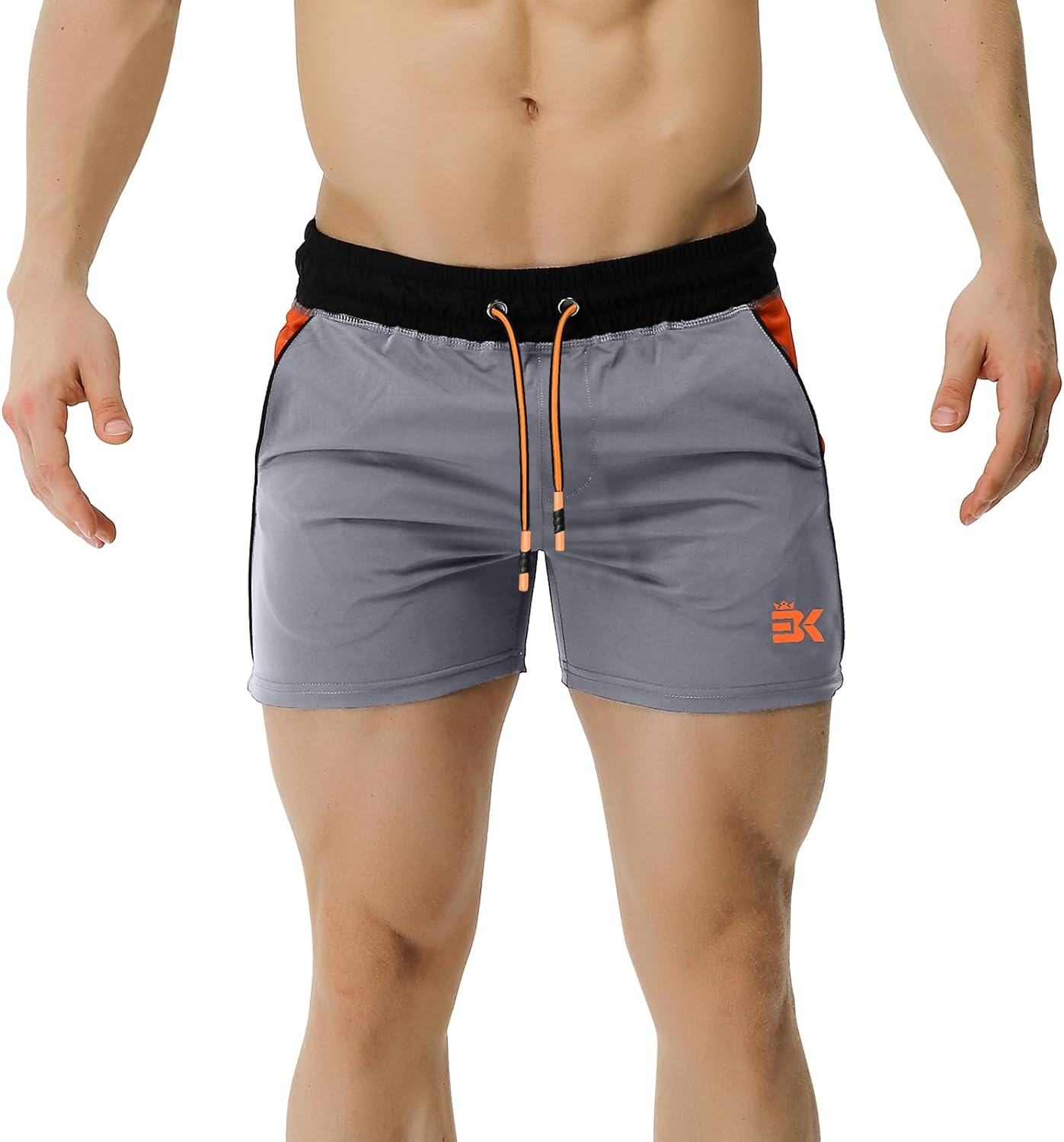BROKIG Men'S Gym Sport Shorts, Lightweight Workout Fitness Running Shorts 5" Quick Dry Exercise Bodybuilding Shorts Zip Pocket