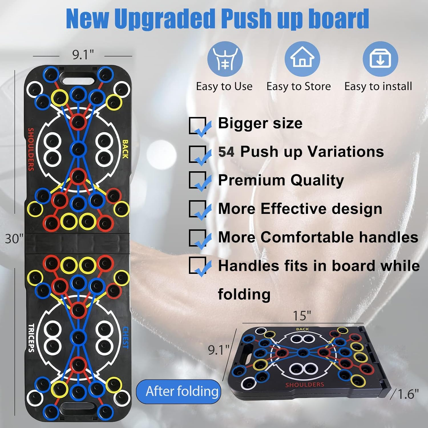 Push up Board- Multi-Function Foldable Push up Bar-Push up Stands Exercise Workout Fitness Equipment for Home Gym image number 4