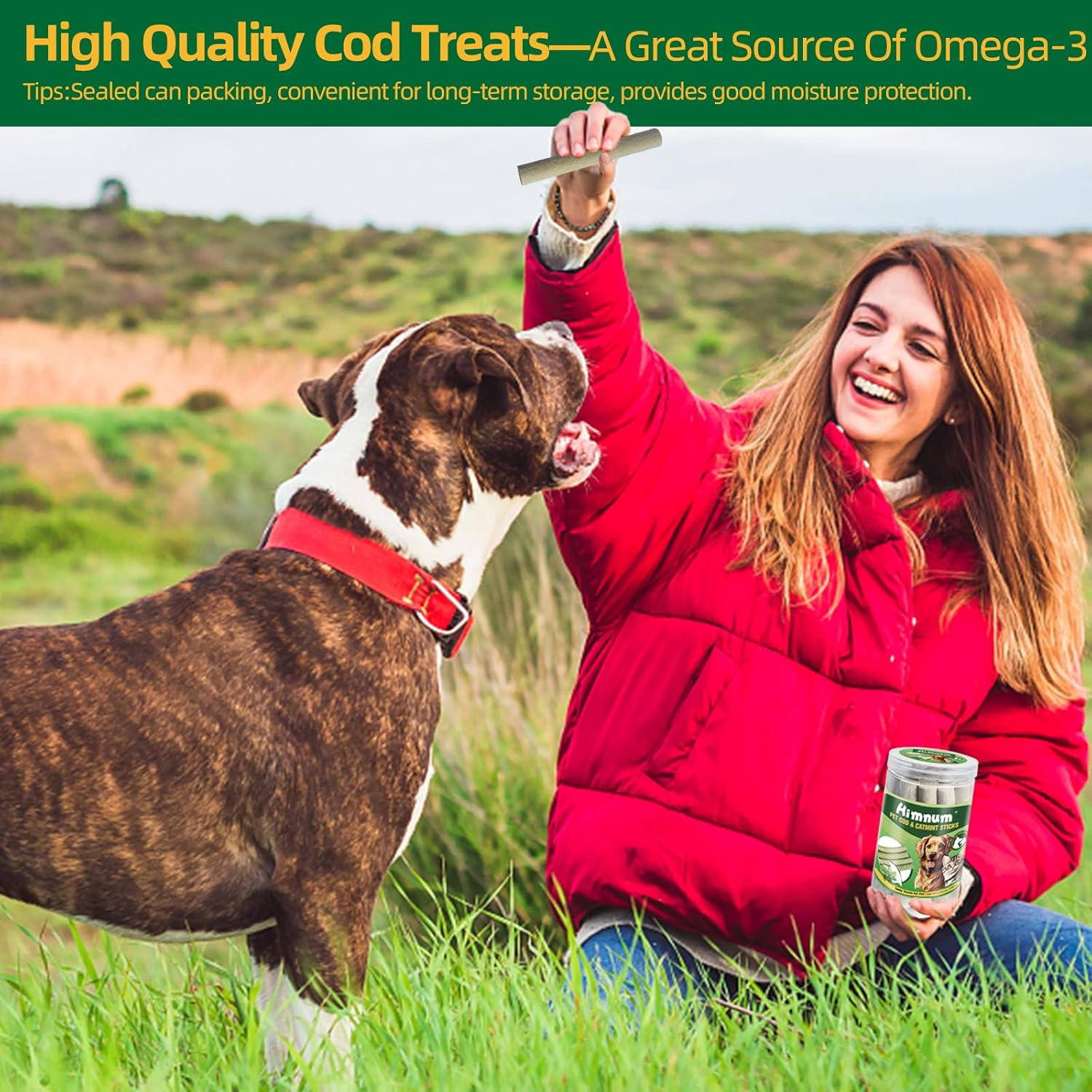 Freeze Dried Cod Dog and Cat Treats, Natural Cod & Catmint Pet Chew Snacks Rich in Omega 3, Dog Training Treats for Teeth Cleaning, Healthy Tasty Treats for Pet, 3.52Oz/100G image number 1