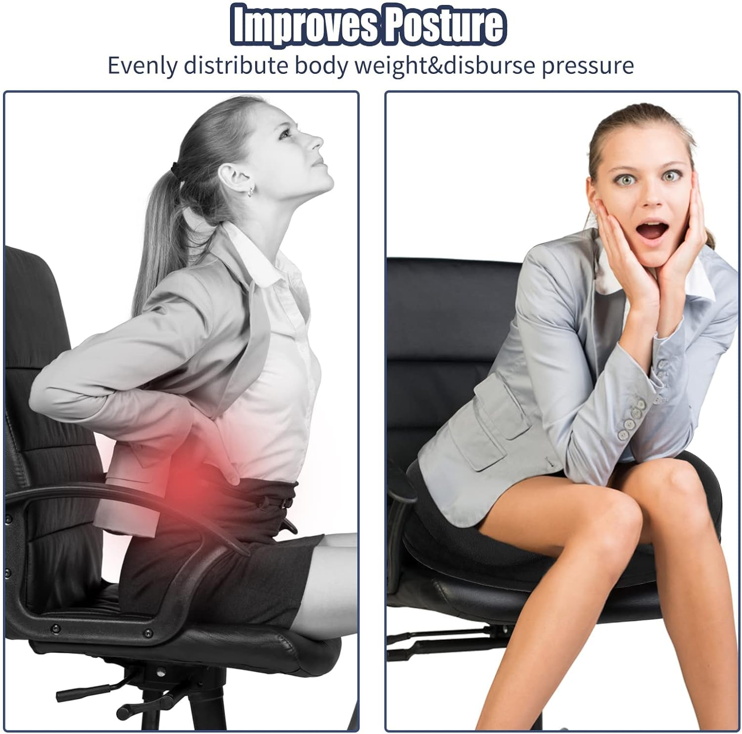 SAHEYER Donut Pillow for Tailbone Pain Relief and Hemorrhoids, Memory Foam Donut Cushion for Sciatica Nerve, Seat Cushion Butt Pillow for Men Women at Home Office Chair Car Long Sitting Comfort, Black