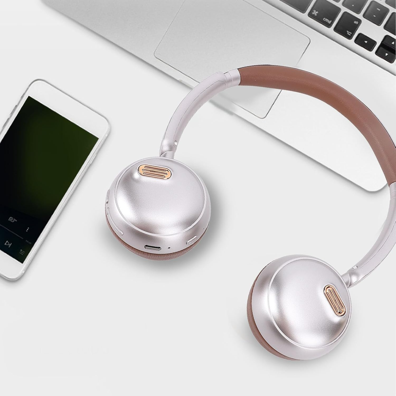 Bewinner BT Headphones over the Ear, 45H Playtime Wireless Headset, Stereo Headphones for Travel Agencies for Travel Agency, Office, Mobile Phone, PC (Brown) image number 6