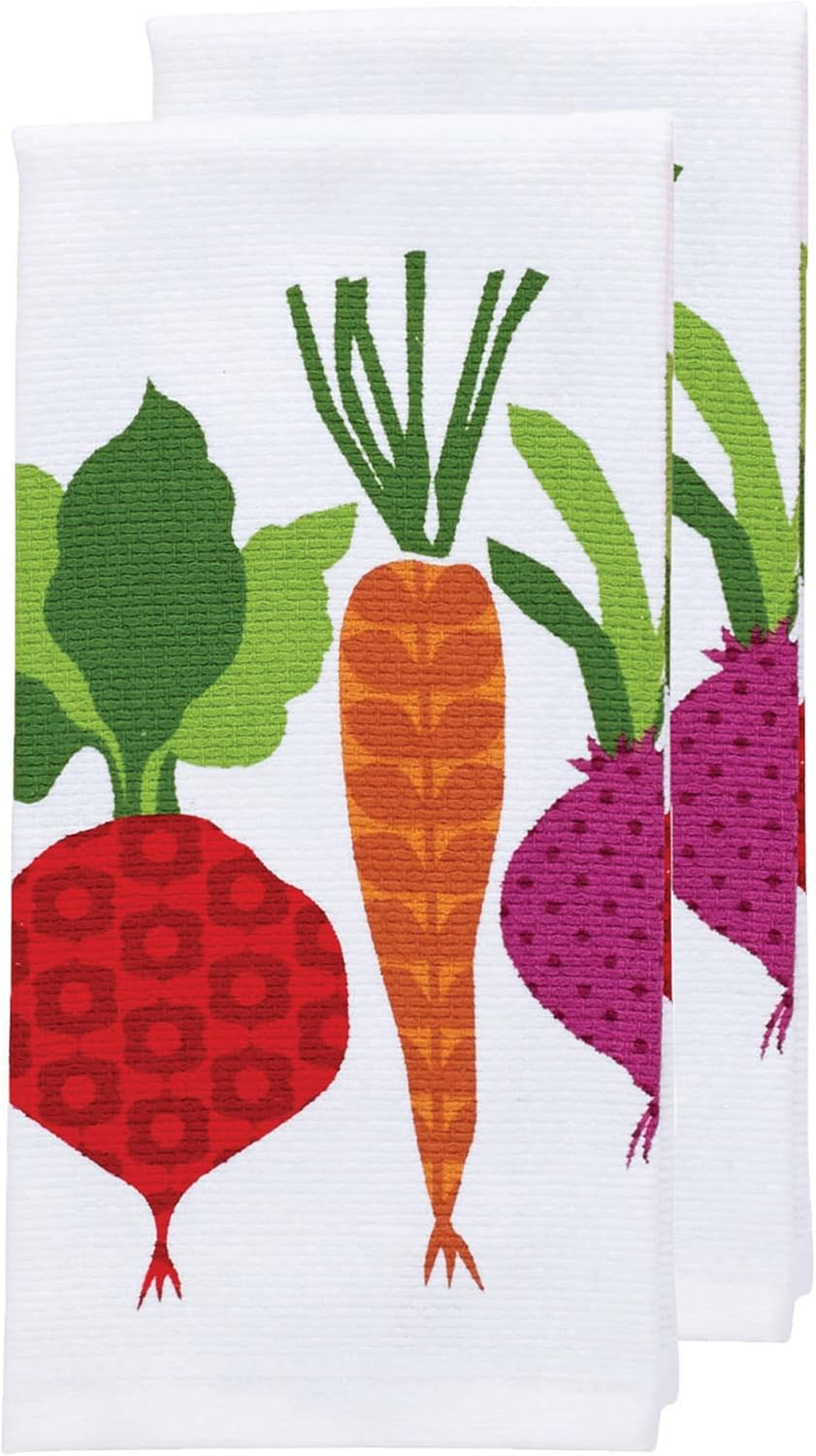T-Fal Textiles 62445 2-Pack Veggie Print Dual Sided Woven Weave Cotton Kitchen Dish Towel image number 6
