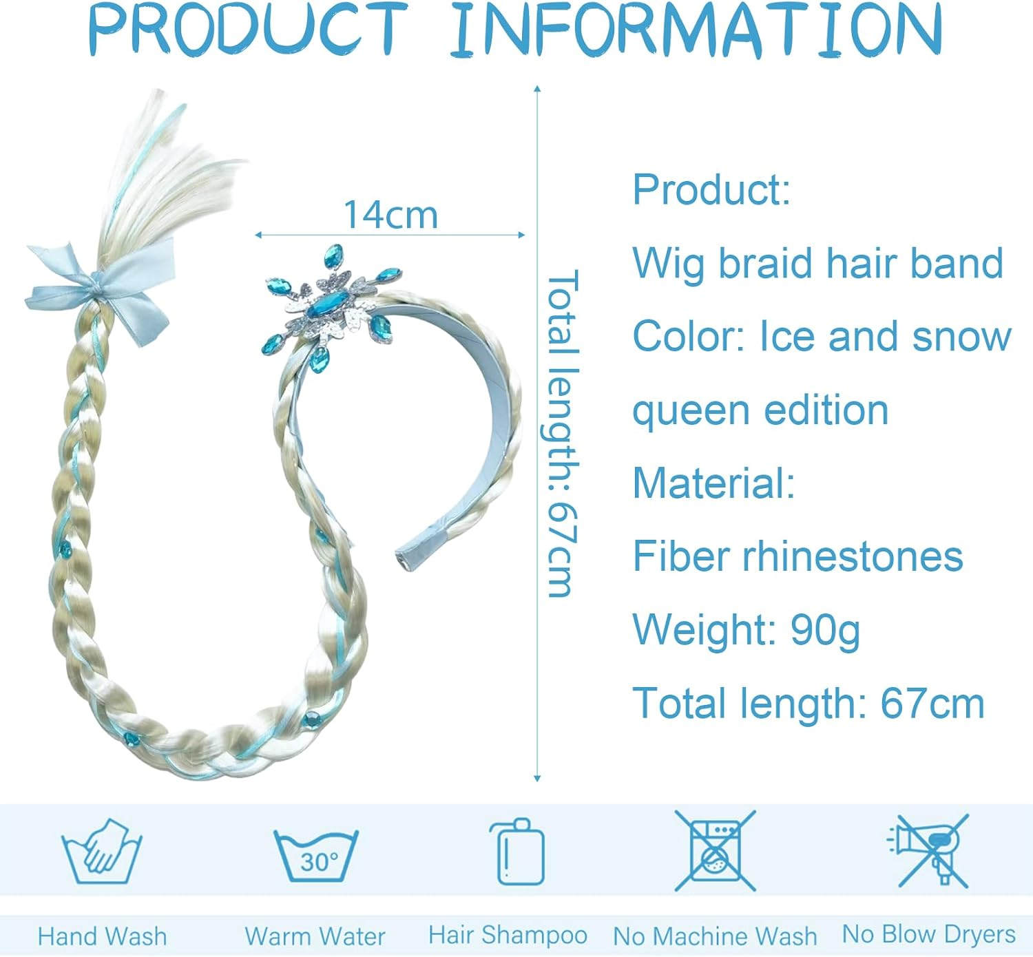 Children'S Hair Strands, Cosplay Braid, Hair Accessories, Wig Children, Girls Wigs Hairpiece, Headband Braid, Long Hair Wig Braids for Girls, Children'S Wigs for Girls image number 3