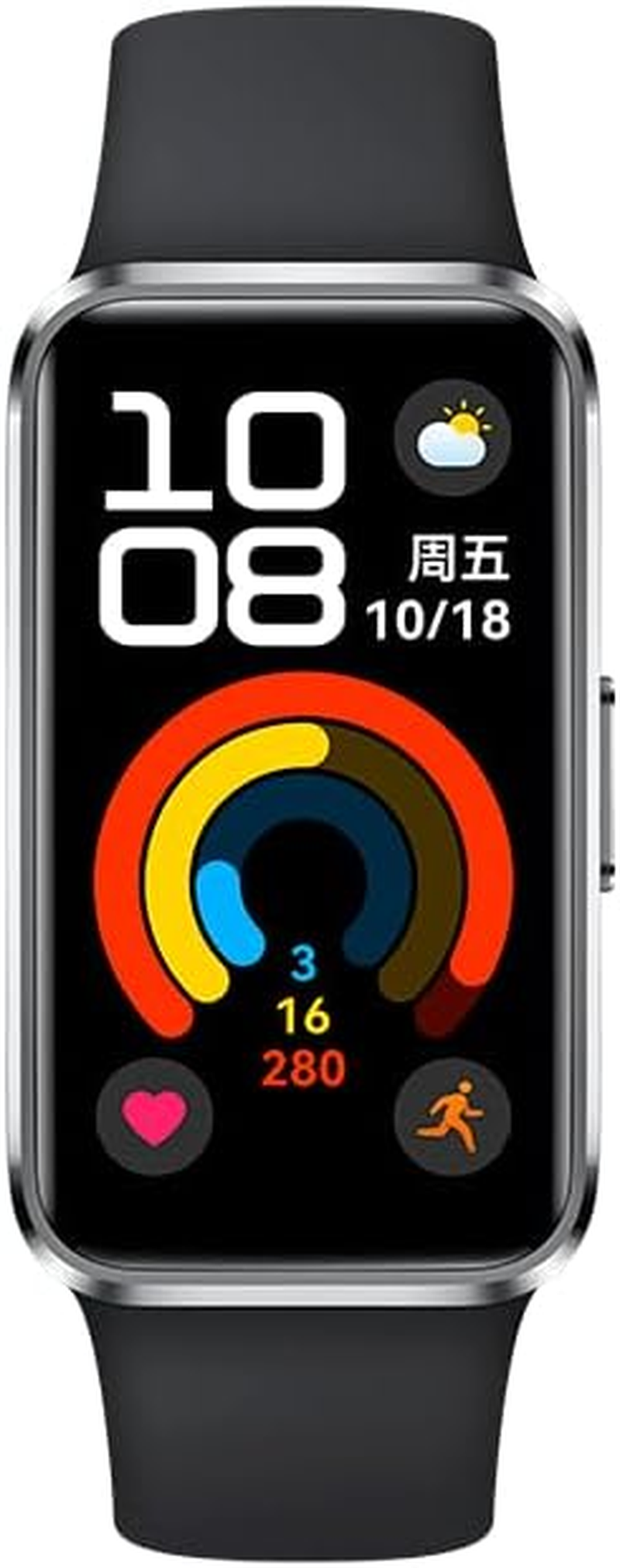 Huawei Band 10, Matt Black Aluminium Case, Black Strap image number 4