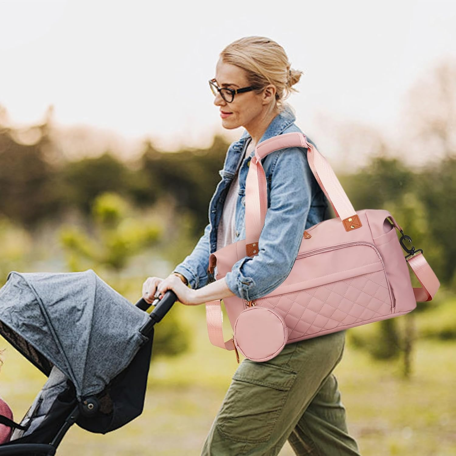 Diaper Bag - Travel Baby Bag - Organizer Tote Handbag Holder Ergonomic for Beach Hospital Swimming Airplane Camping Hiking - Black image number 4