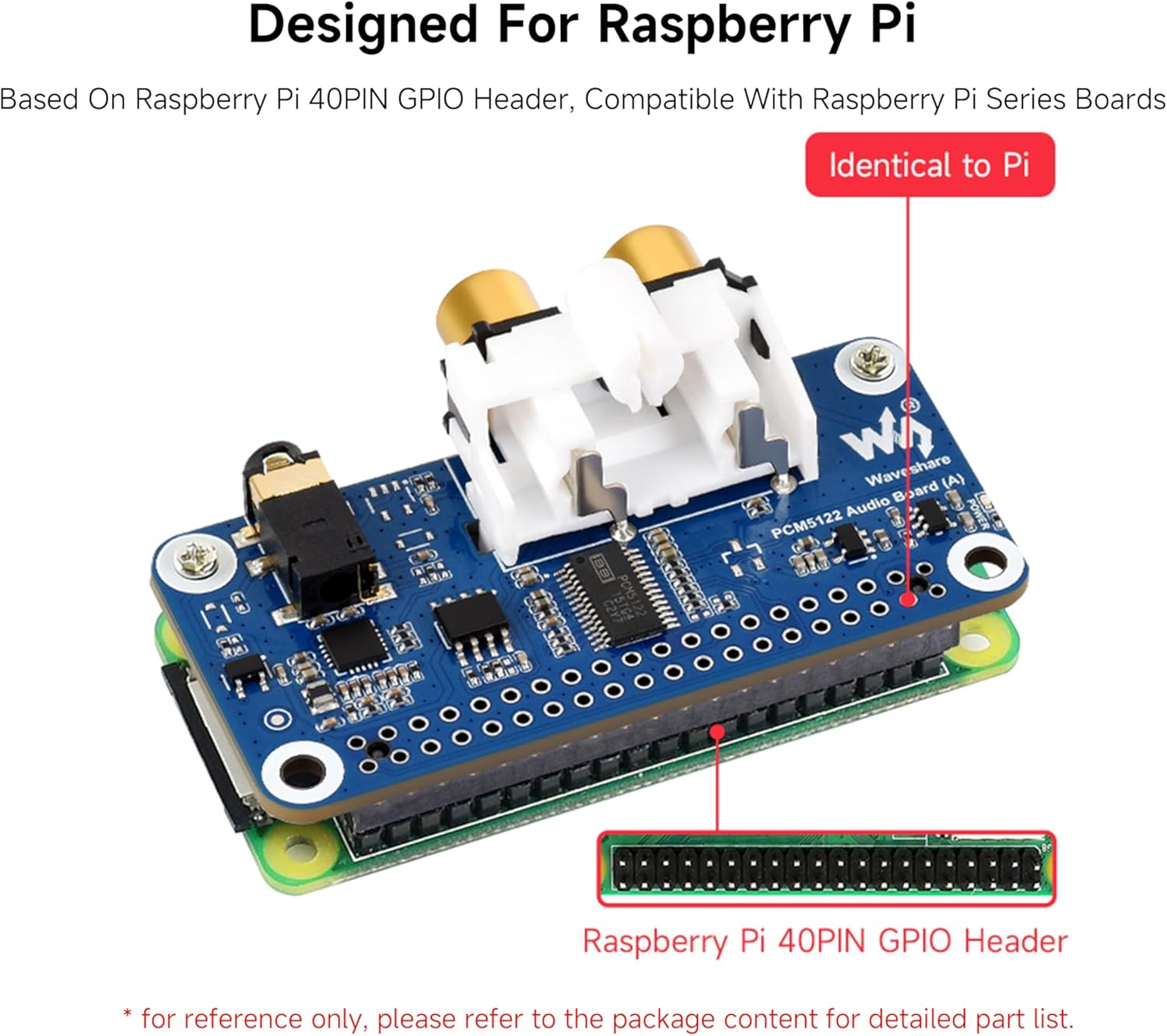 PCM5122 Hifi I2S DAC Sound Card Audio Board Compatible with Raspberry Pi 5/4B/3B+/3B/Pi Zero W/Zero 2W/Pico W/Pico 2W, Stereo Encoding/Decoding, Onboard 3.5Mm Headphone Jack & RCA Connector image number 4