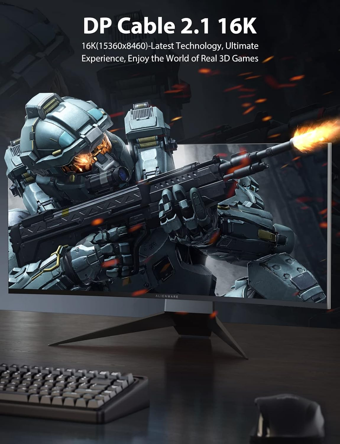 Stouchi 2Pack Display Port Cable 16K 3M 2.1 DP Cable 16K@60Hz 10K@60Hz 8K@60Hz HBR3 4K@60Hz/144Hz 1080P@240Hz 80Gbps Support Freesync G-Sync HDR10 Displayport Cord for Gaming Monitor Graphics Card image number 4