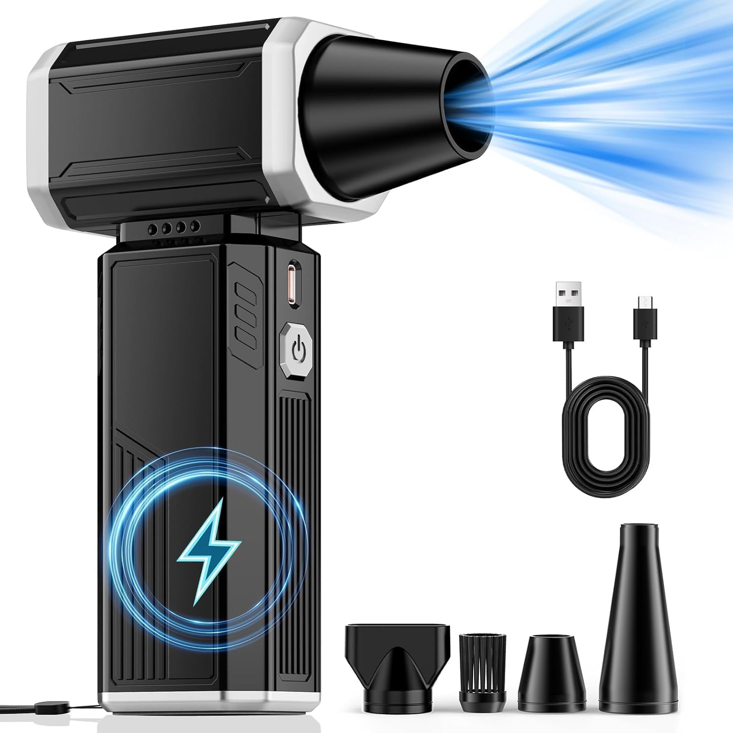 Compressed Air Duster, Super Powerful 180000 RPM Turbo Fan Stepless Speed Adjustable Blower High Speed Duct Fan-Air Broom for BBQ Auto Keyboards Home Outdoor Dust Rain Snow Leaves Removal