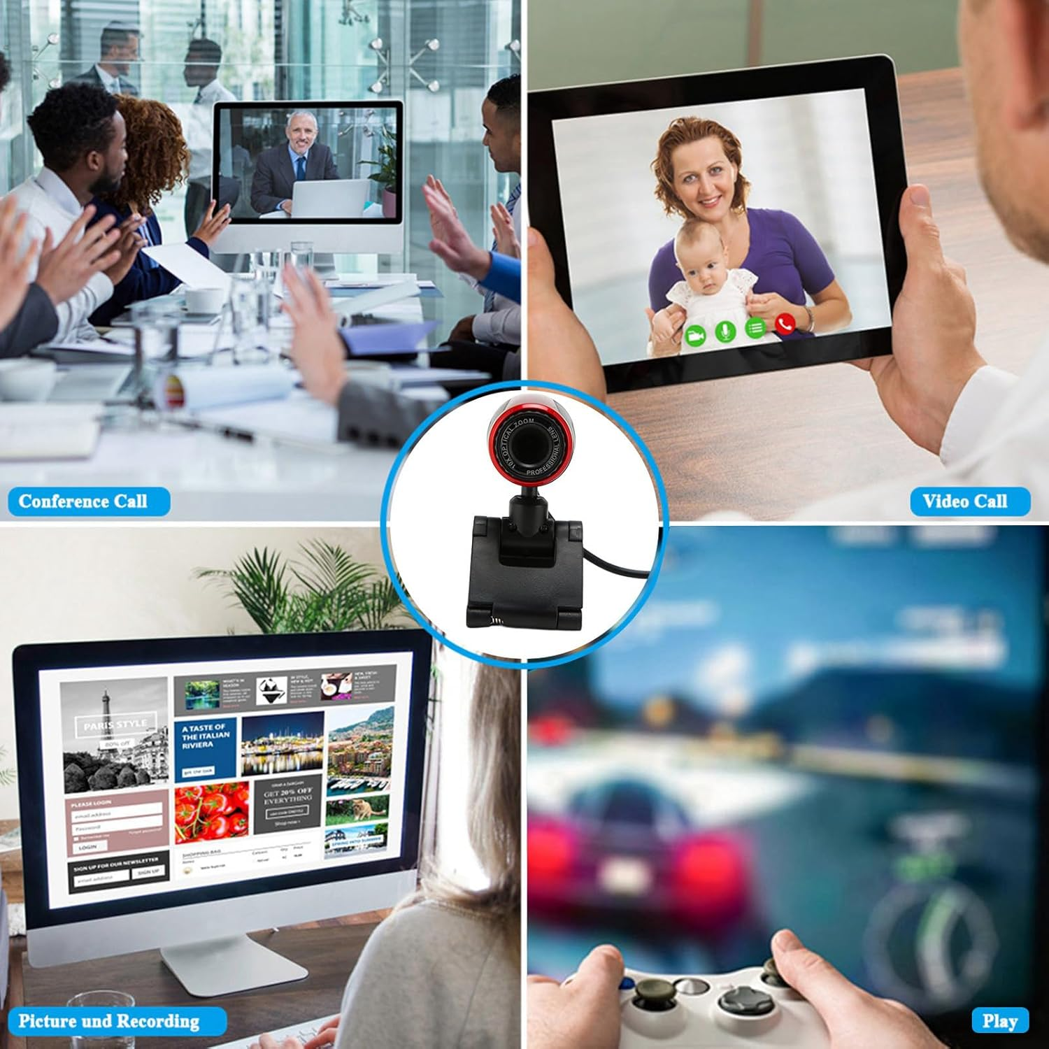 HD Webcam USB2.0 with MIC, 360 Degree USB Webcam for PC Computer Laptop for Skype/Msn, Laptop Camera High Resolution 6MP image number 6