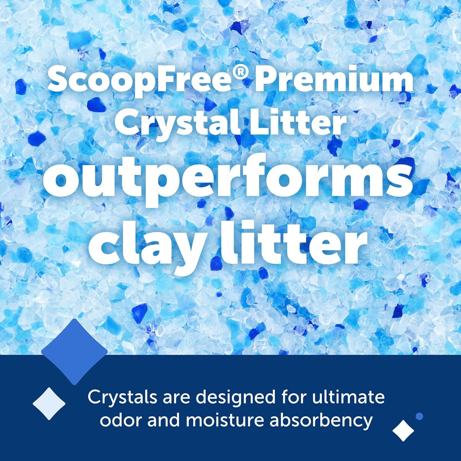 Petsafe Scoopfree Premium Crystal Cat Litter - 5X Better Odor Control than Clay Litter - Less Tracking & Dust for a Fresh Home - Non-Clumping - Two 4.3 Lb Bags of Litter (8.6 Lb Total) - Original Blue image number 1