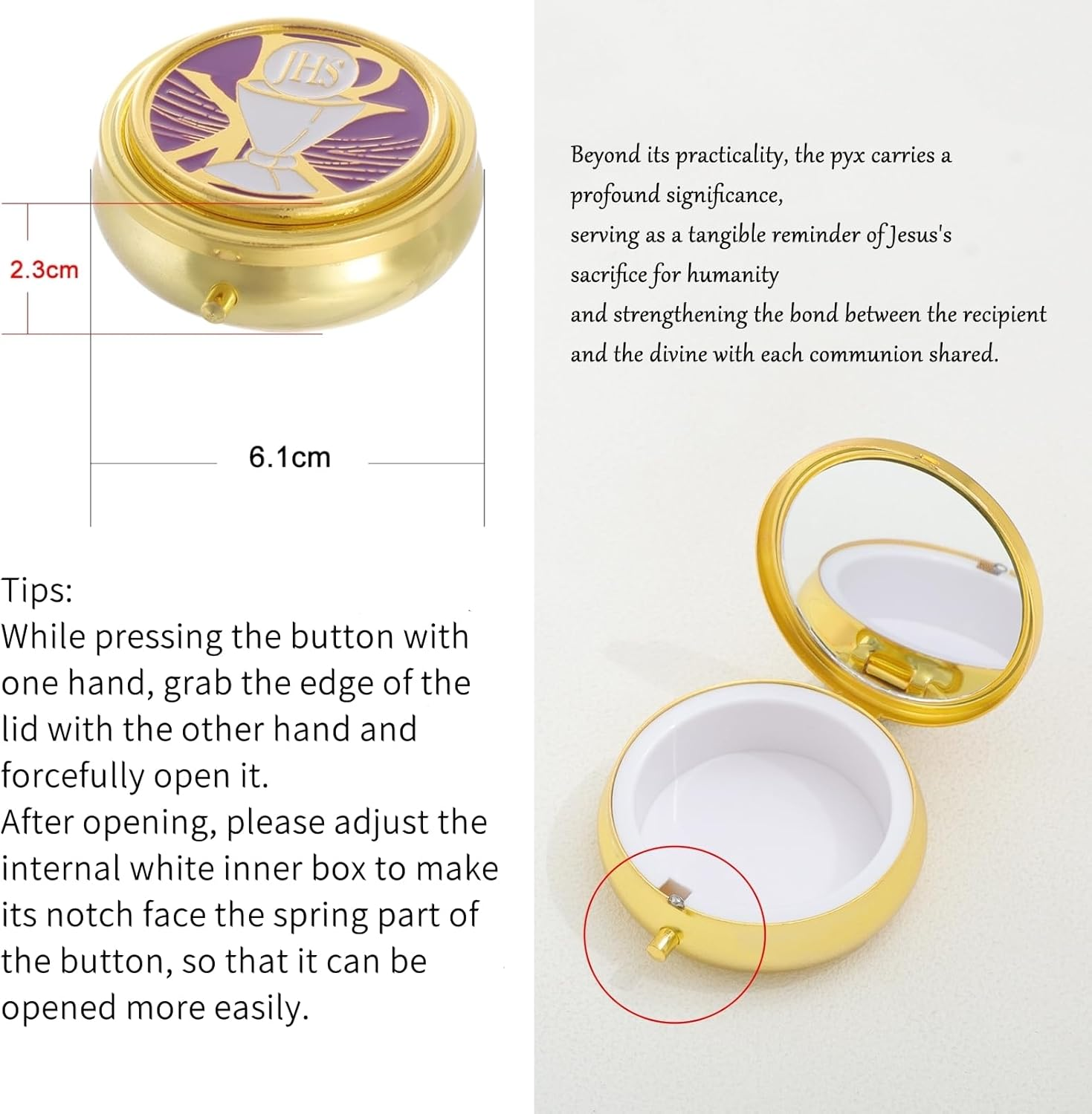 KOMI Pyx for Communion Host Catholic, Baptism Keepsake Box, Unique First Communion Gifts, Prayer Box image number 1