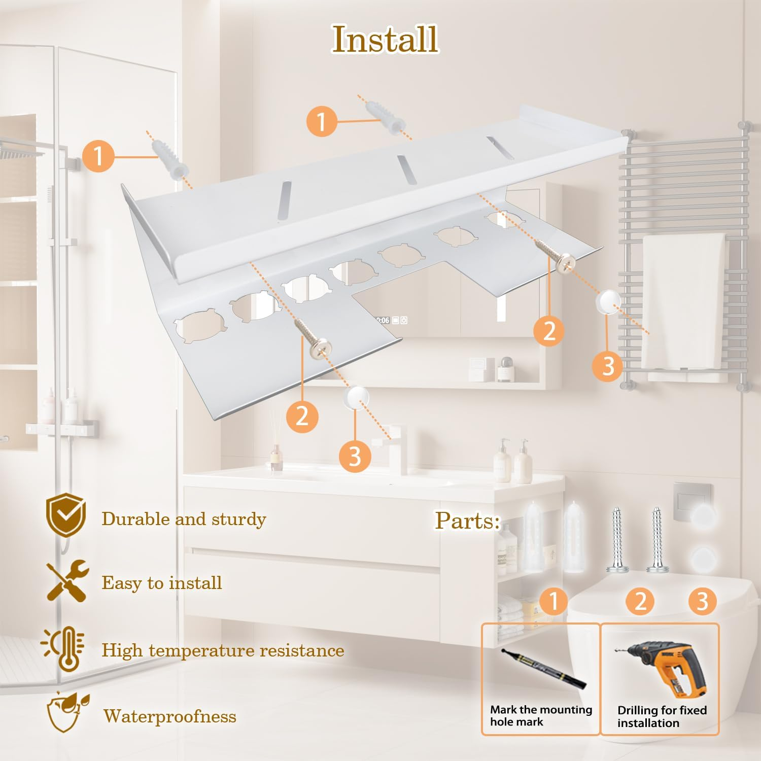 Yimerlen Straightener Holder Compatible with Dyson Airwrap Wall Mount Storage Rack for Curling Iron Attachments and Complete Styler (White-Sus304)