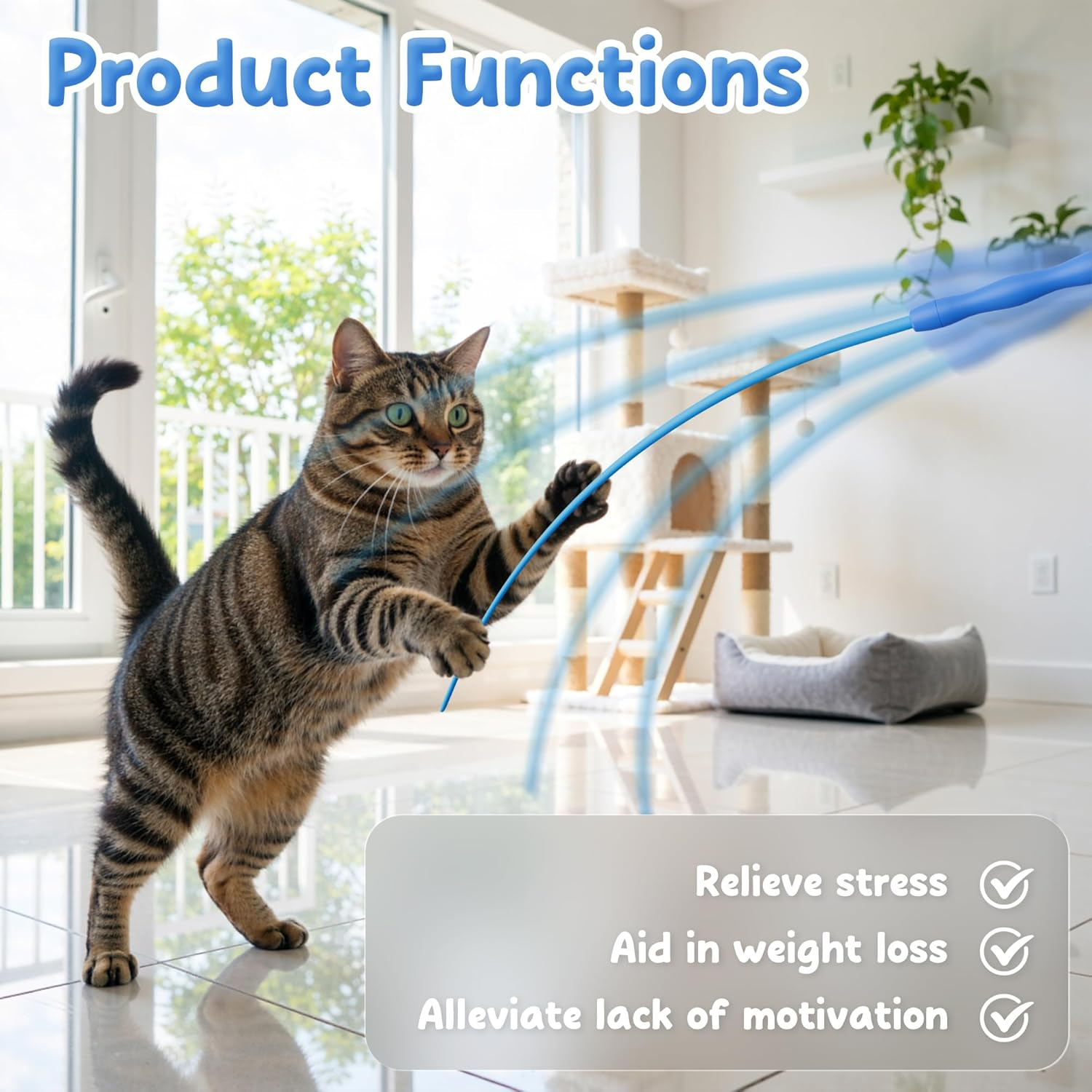 Casfuy Innovative Ultra Light Durable Tail Silicone Teaser Wand Cat Toy image number 6