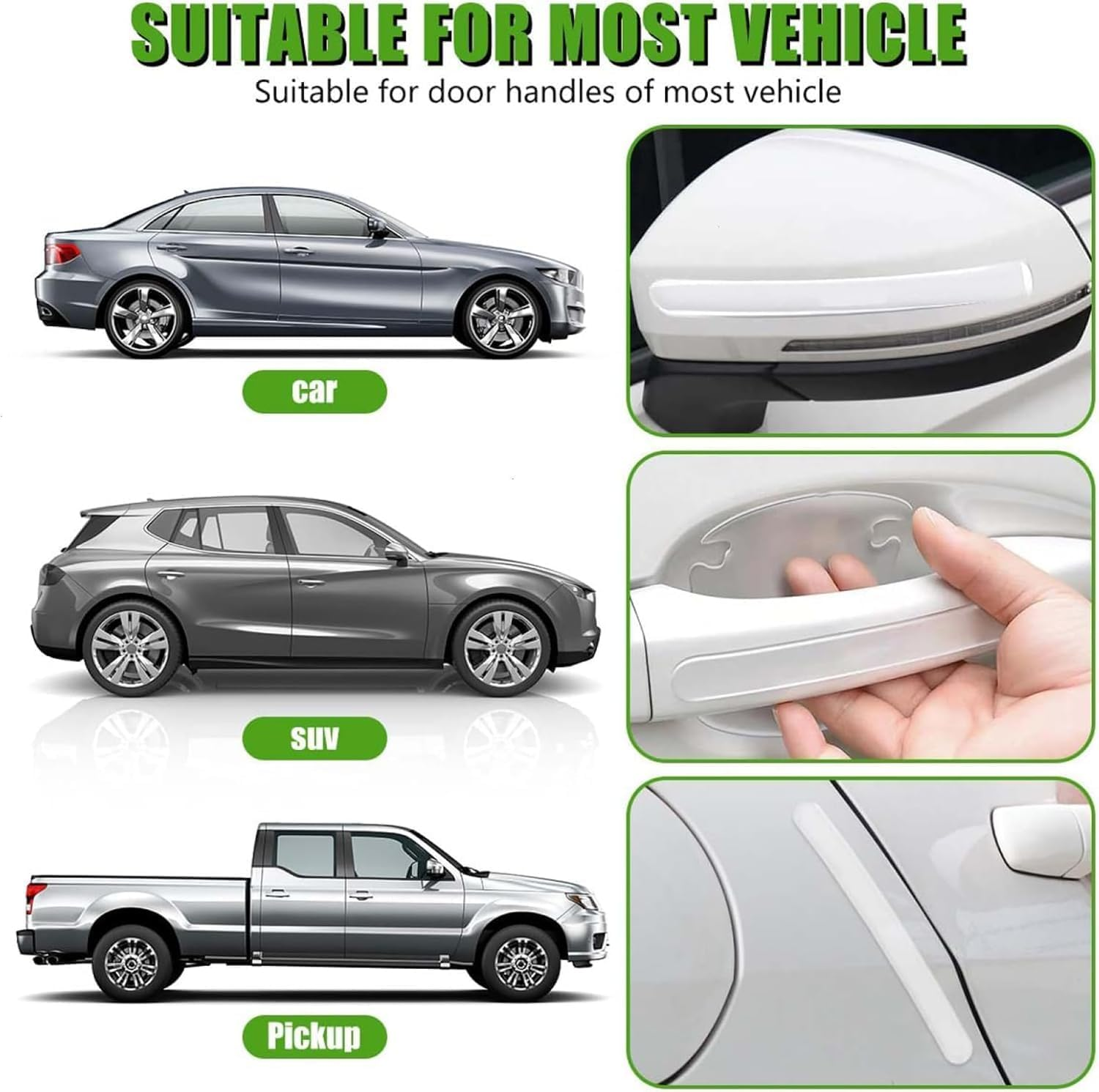 Car Door Handle Protectors Set of 8, Car Door Protector Invisible Paint Protection Film, Universal Anti-Scratch Guard Stickers Fit Most Cars image number 5