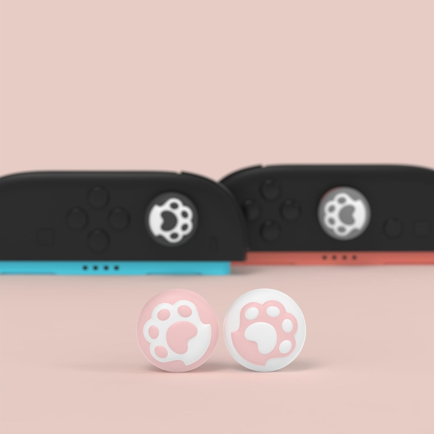 Playvital 8 Pcs Thumb Grips for Nintendo Switch 2, Kawaii Silicone Thumbstick Caps for Switch 2, Analog Cover for Joycon 2 Joystick Caps - Cat Paw image number 4