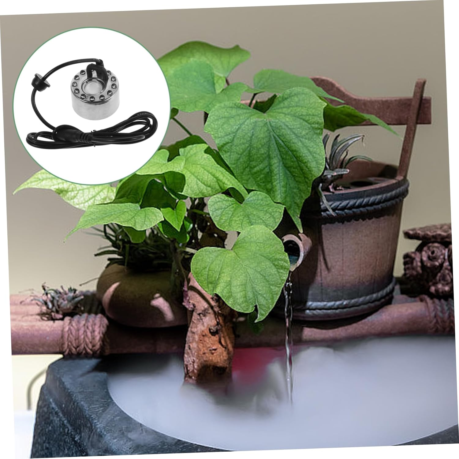 Yardwe Halloween Mister 12 Led Mister Water Fountain Fish Decoration Pond Humidifier Air Humidifier image number 3