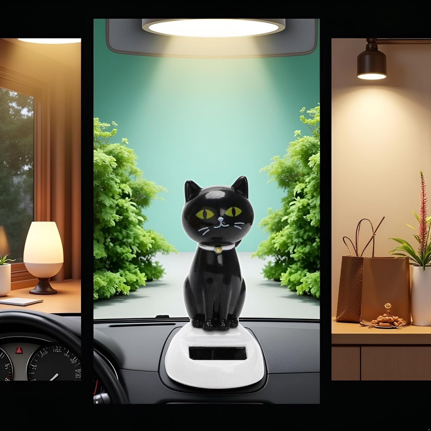Solar Cat Toy Doll Dancing Cat Figure Car Ornament,Dancing Toys Ornaments Solar Powered Car Dashboard Interior Decoration Desktop Decor Gift Window Party Car Desk Home image number 5