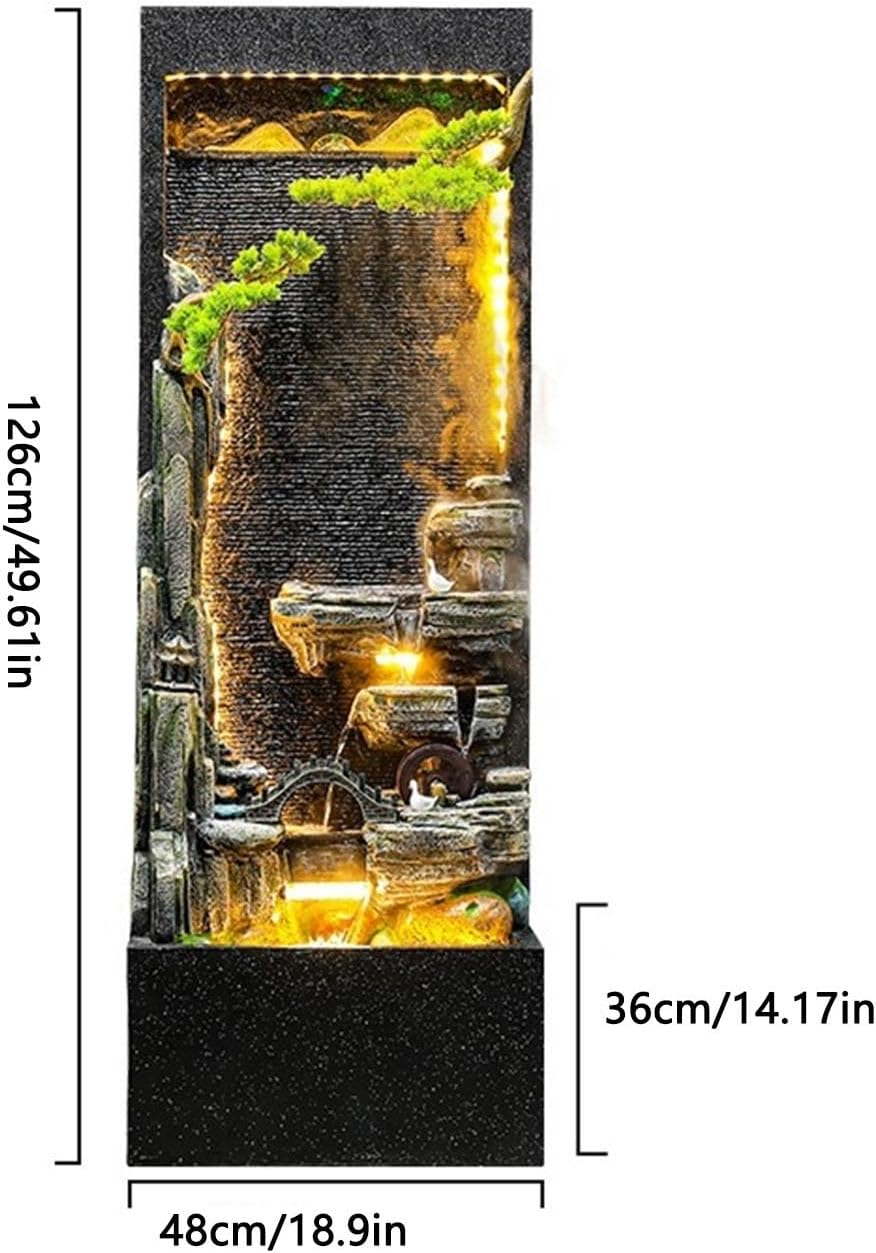 Outdoor Fountain Indoor/Outdoor Garden Water Fountain with LED Lights, Large Rockery Floor-Standing, Waterfall Feature for Home Decor