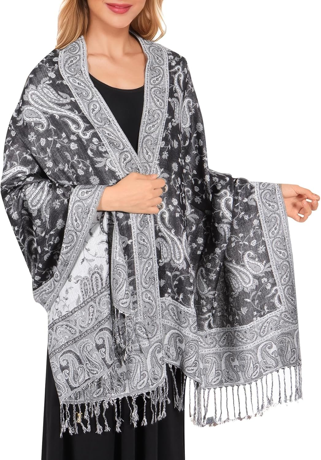 Women Pashmina Shawls and Wraps Scarf Soft Silky Reversible Paisley Shawl for Women UK