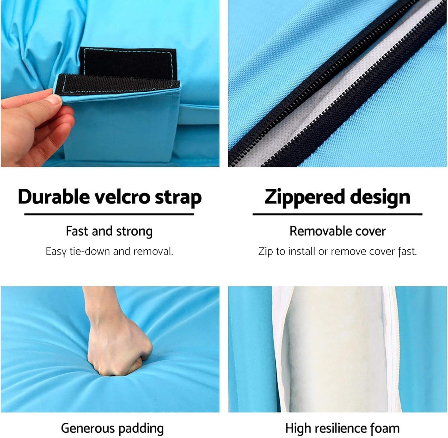 Artiss Sofa Bed, Single Adjustable Couch Cushions Floor Cushion Lounge Blue image number 4