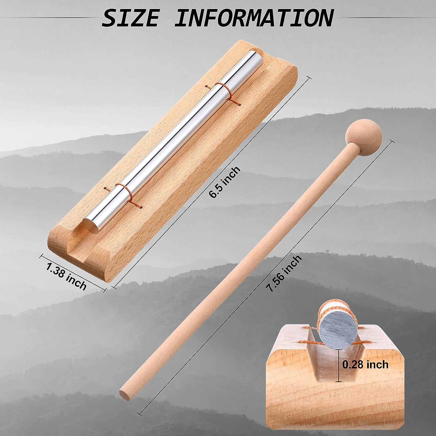 Yeshone 2 Set Hand Chimes for Classroom Meditation Chimes Bells Classroom Management Tools Instrument with Mallet for Meditation Yoga Prayer Teacher School (Single Tone,Wooden Color) image number 2