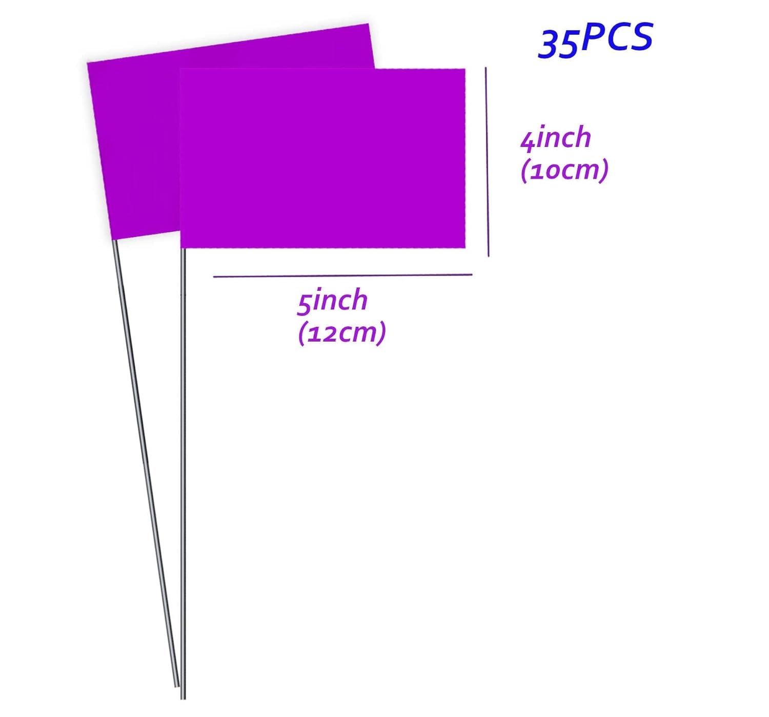 35 PCS Purple Small Flag,15 Inch Steel Flagpole Mini Flag,Ground Marking Flags Decor,Petit Drapeau image number 3