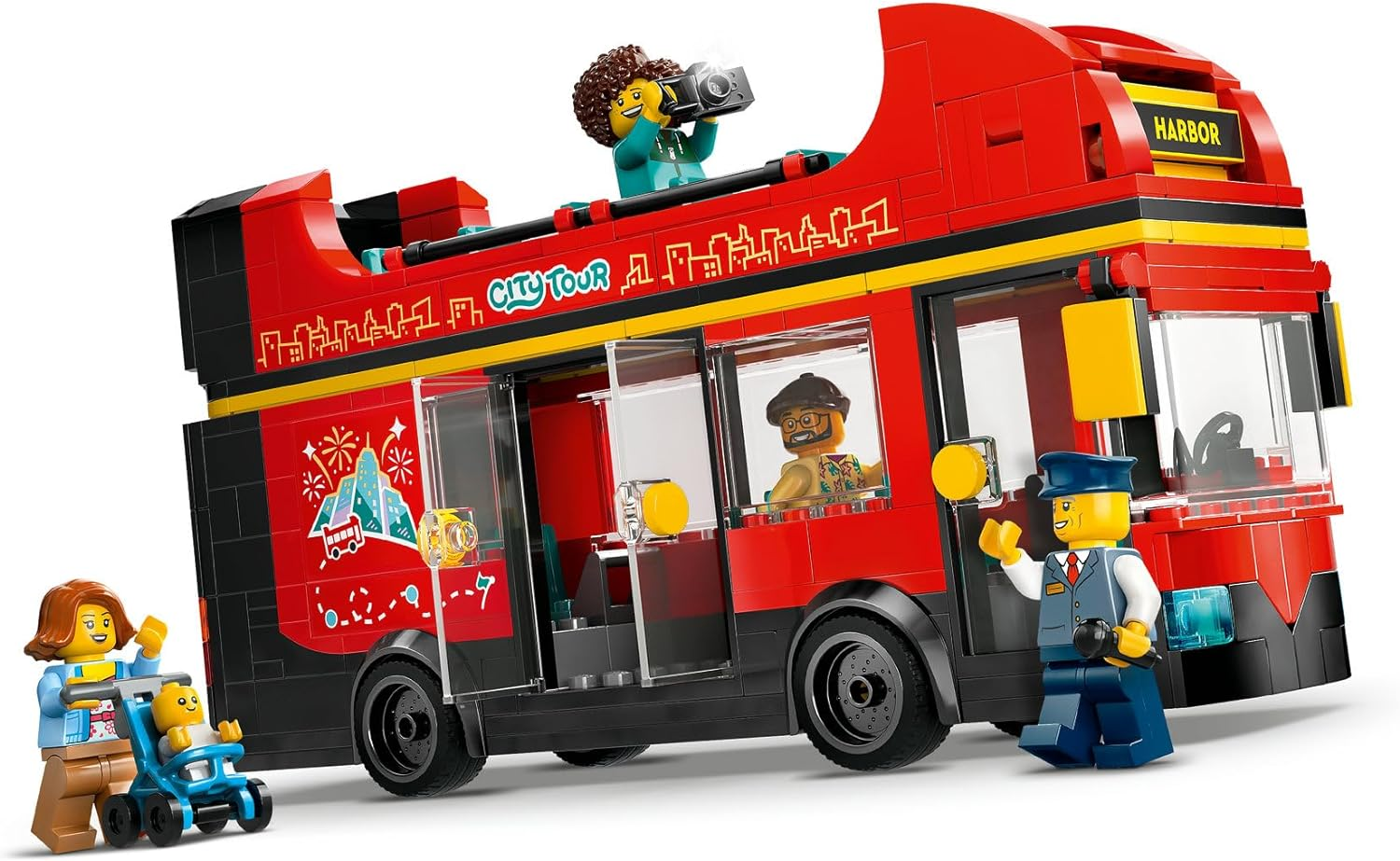 LEGO City Red Double-Decker Sightseeing Bus Toy for 7+ Year Old Boys & Girls, Creative Vehicle Building Set with 5 Minifigures, Kids' Construction Toys, Birthday Treat 60407 image number 1