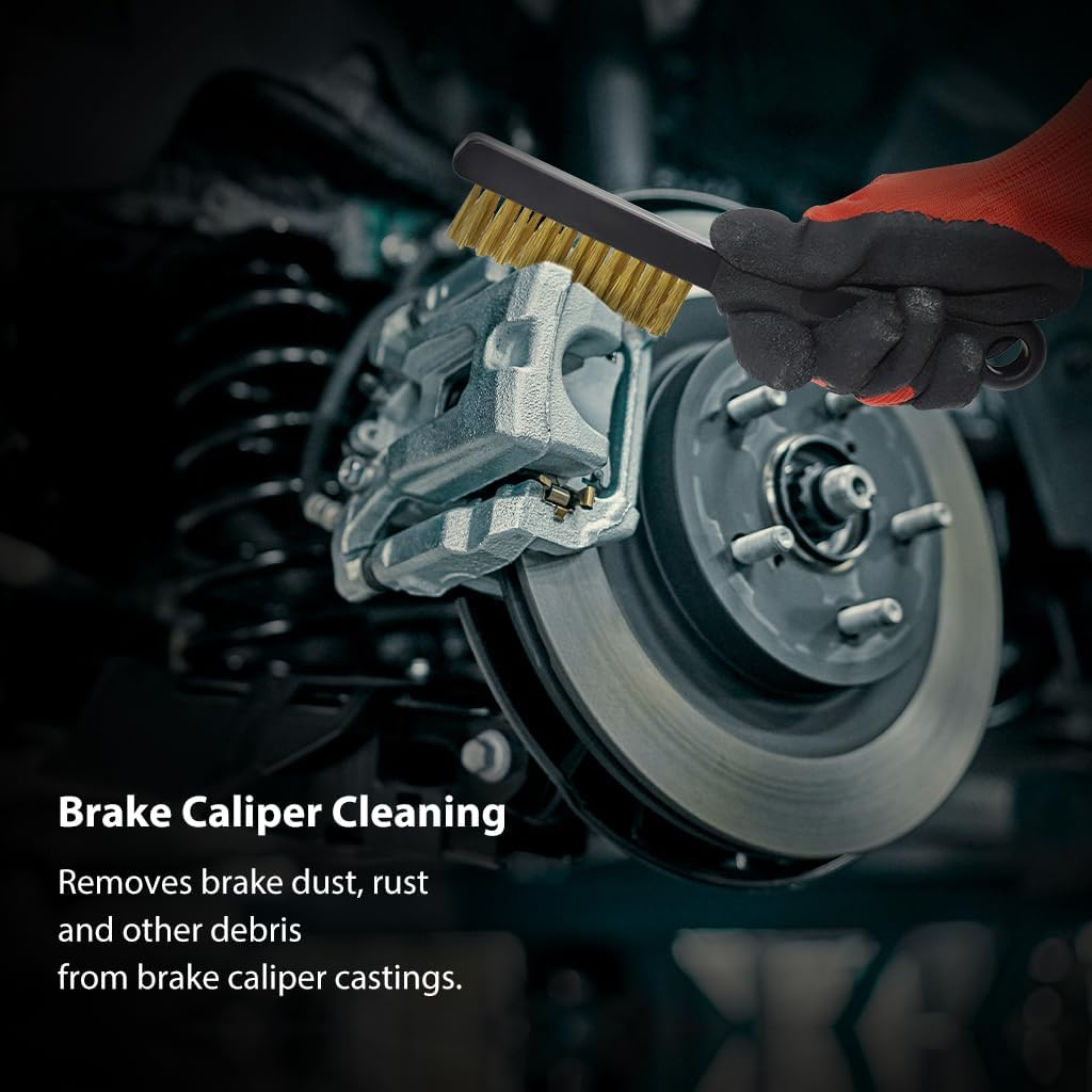 FIRSTINFO Brake Caliper Brass Wire Brush, Clean Brake Calipers, Shims, and Brake Hardware Maintenance, Slim Design, Fits Anywhere image number 1