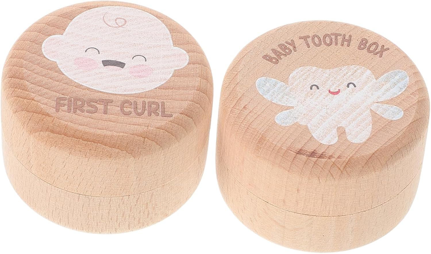 2Pcs Wooden Tooth Keepsake Box First Tooth Storage Box for Boys and Girls Cute Fairy Design for Shower Birthday image number 6