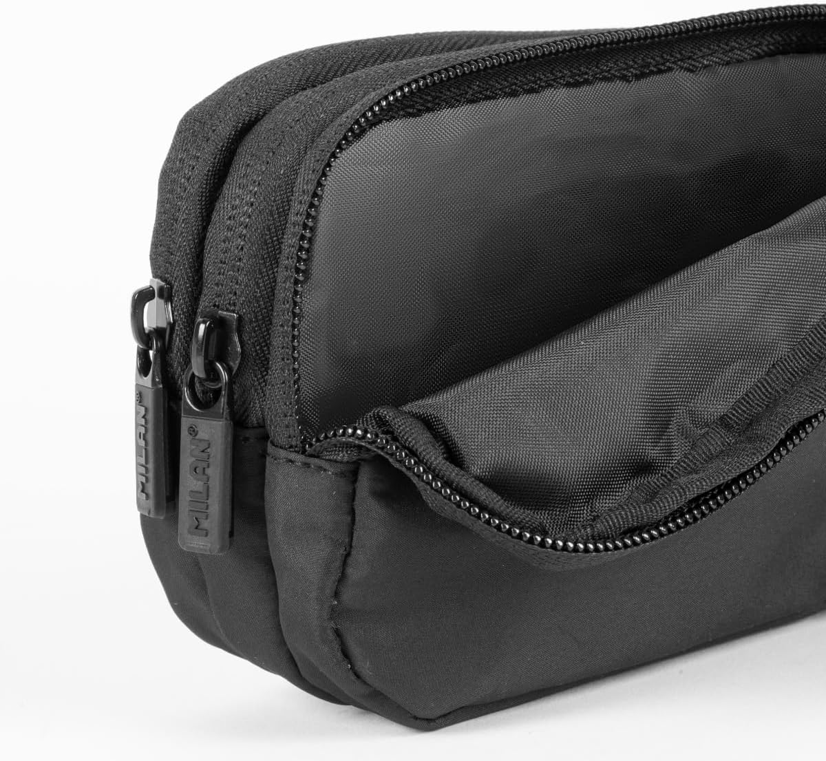 MILAN&reg; Shadow Series Pencil Case with 3 Zips, Black image number 1