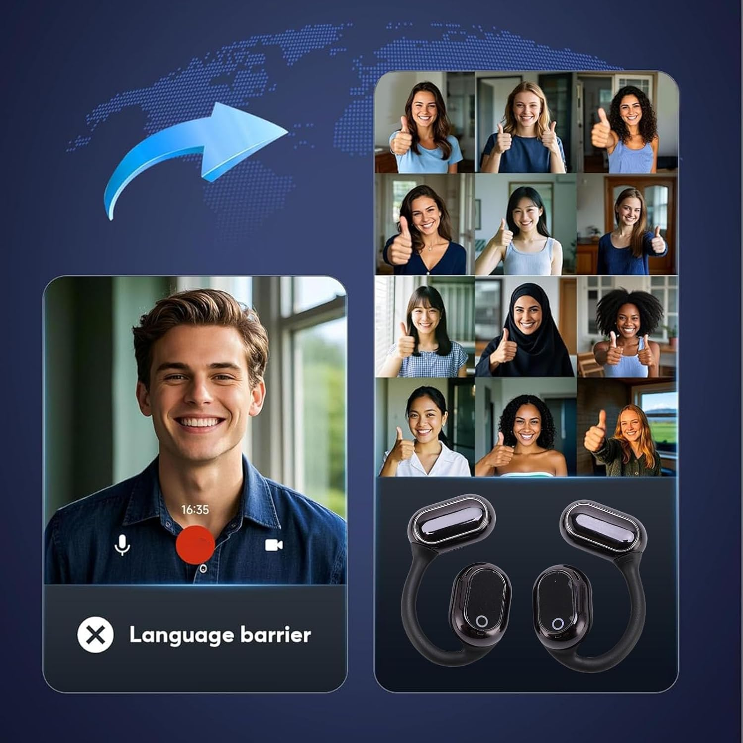 Sxhlseller AI Translation Earbuds, 164 Languages Real Time Translating Headphone with APP, Charging Case, IPX4, 3 in 1 BT5.4 Wireless Stereo Earbuds for Travel and Business image number 6