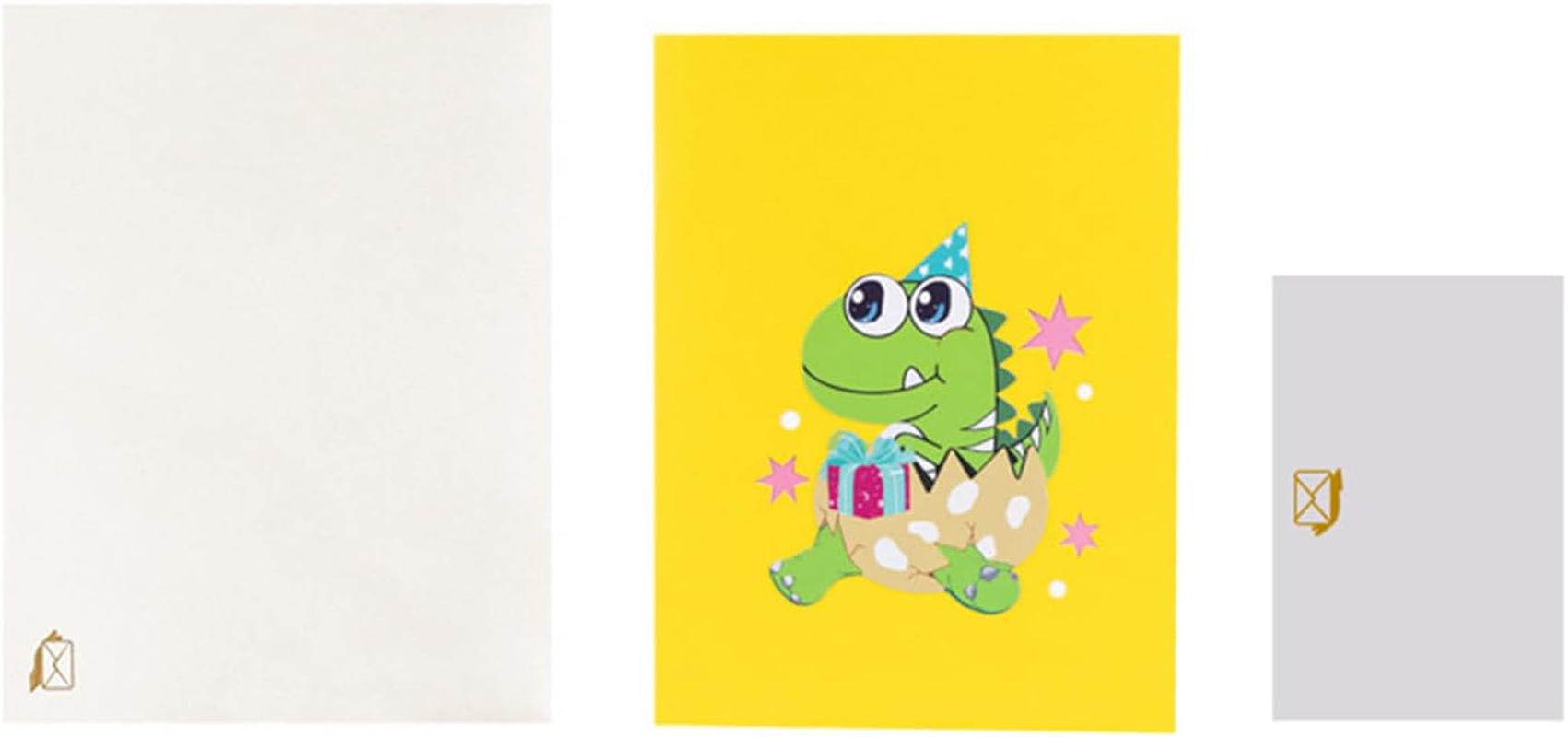 3D Pop up Greeting Card; Suitable for Boys, Girls, Parents, Children, Friends Birthday Gifts; with Envelope and Message Card (3D Dinosaur) image number 2