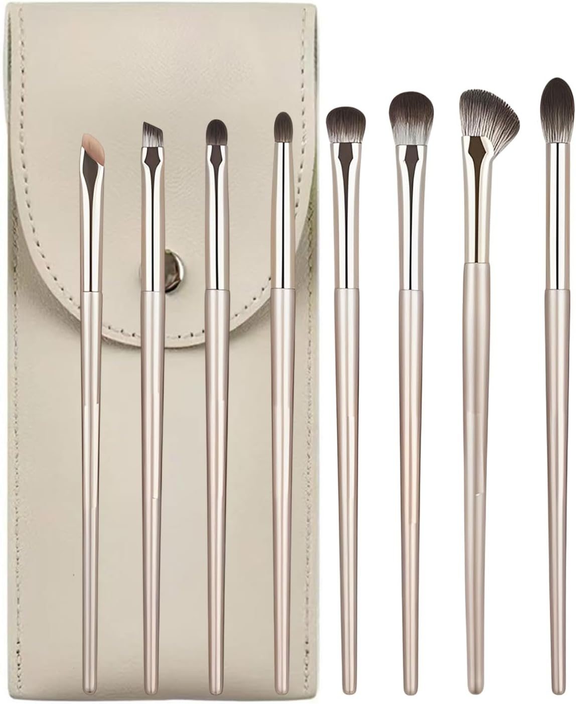 KEMUZ 8-Piece Make up Brush Set, Portable Travel Make up Brush with PU Bag, Eye Make-Up Smoky Eyeshadow Contour Ki for Eyeshadow, Eyebrow, Eyeliner, Blending