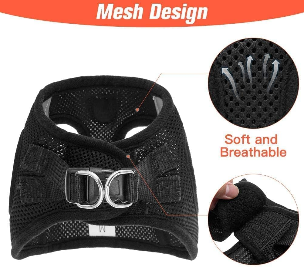 4M Pets No-Pull Reflective Mesh Dog Harness & Leash &ndash; Breathable, Step-In Vest for Small & Medium Dogs (Black, M) image number 3