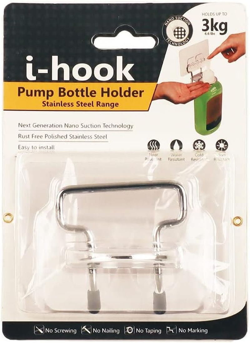 I-Hook Pump Bottle Holder - Rust-Resistant 304 Stainless Steel, Holds up to 3Kg, Heat & Water Resistant, Nano Suction Technology for Shower Organisation image number 5