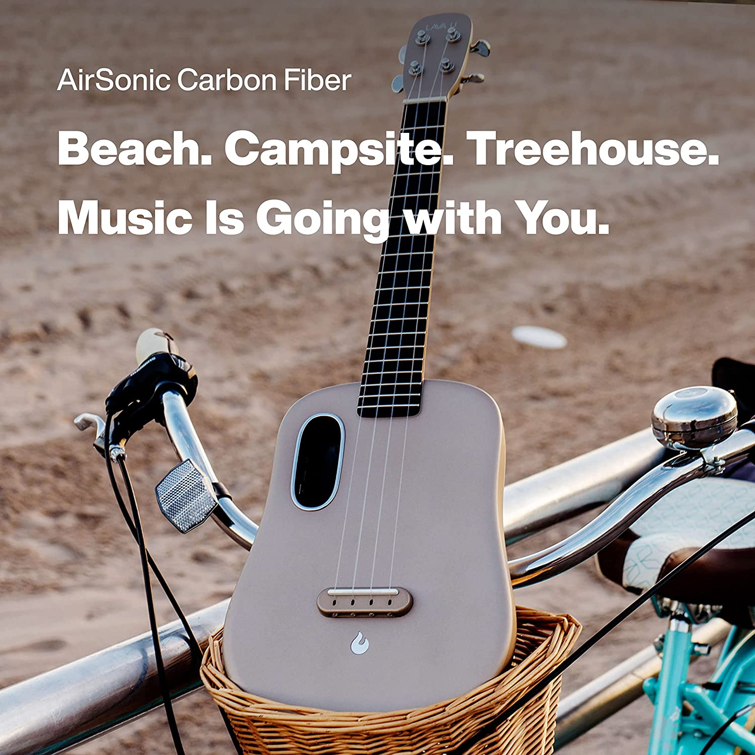 LAVA U Carbon Fiber Ukulele with Effects Tenor Travel Ukulele with Case Pick and Charging Cable (Freeboost, Sparkle Blue, 26-Inch) image number 1