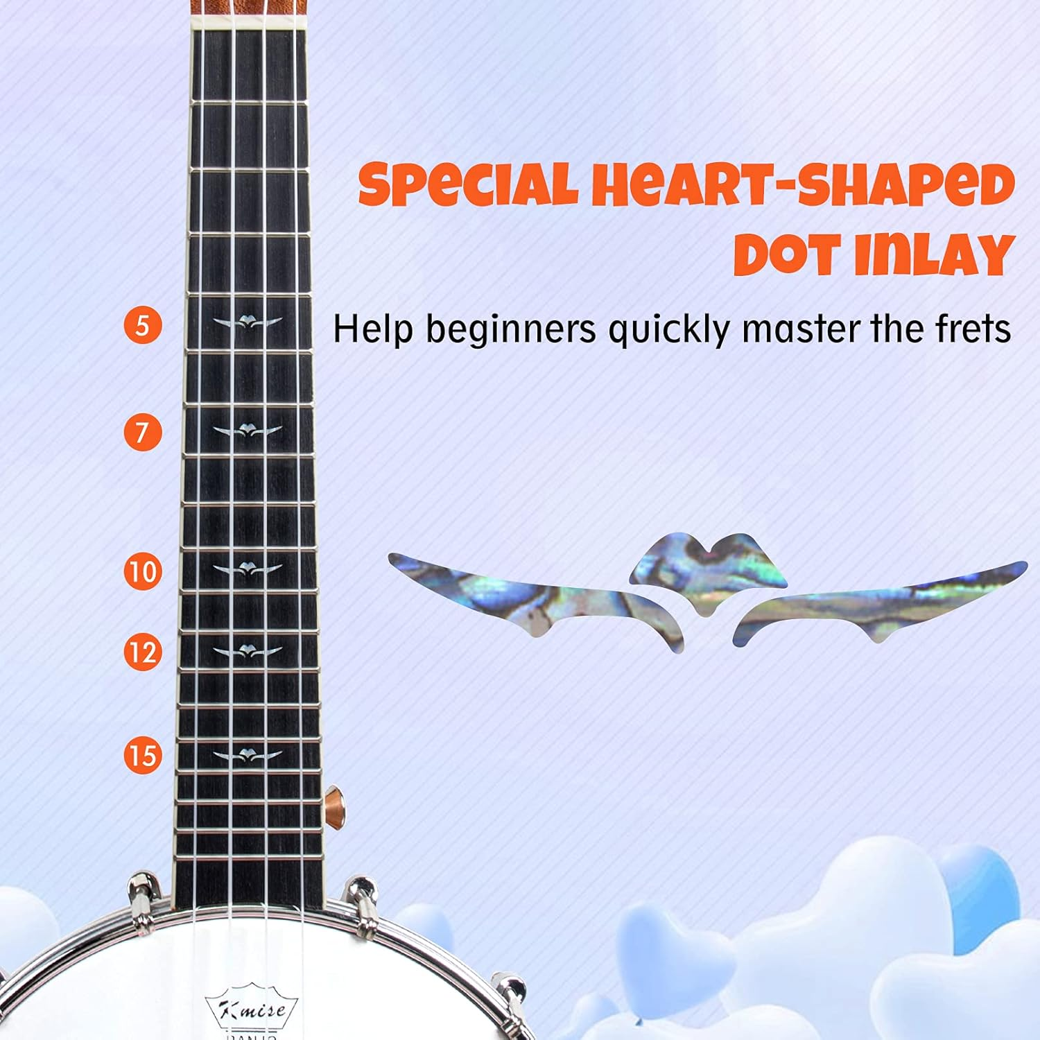 Kmise, 4-String Banjo, Beige, 23 Inches (CR2032) image number 3